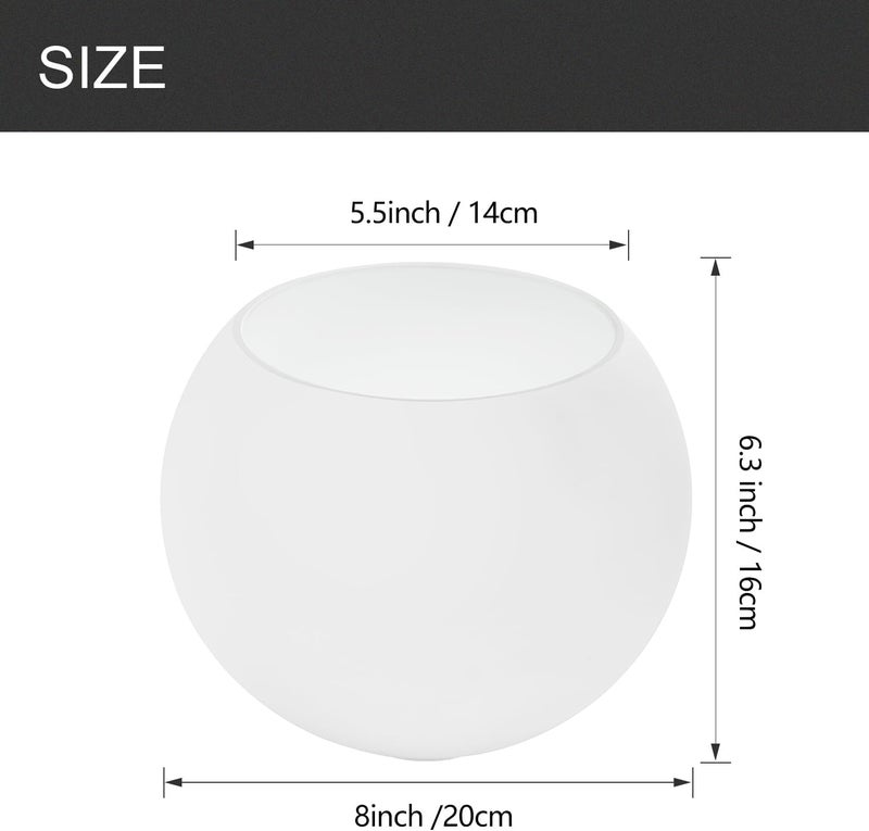 BinoBro Fixture Replacement Globe Shade with 1.65 Inch Fitter, 8 Inch Diameter, E26 Base 1-5/8 Inch Fitter, Glass Lampshade Cover for Pendant Wall Sconce Chandelier Vanity Light (White Frosted) - Image 2